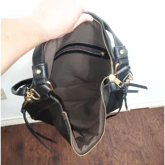 Black Faux Leather Crossbody Shoulder Bag NEW Adjustable Removable Strap 12x11 - Picture 7 of 10